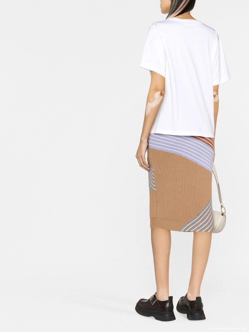 Affordable 3D midi Women McCartney Stella stripes skirt wool 0730